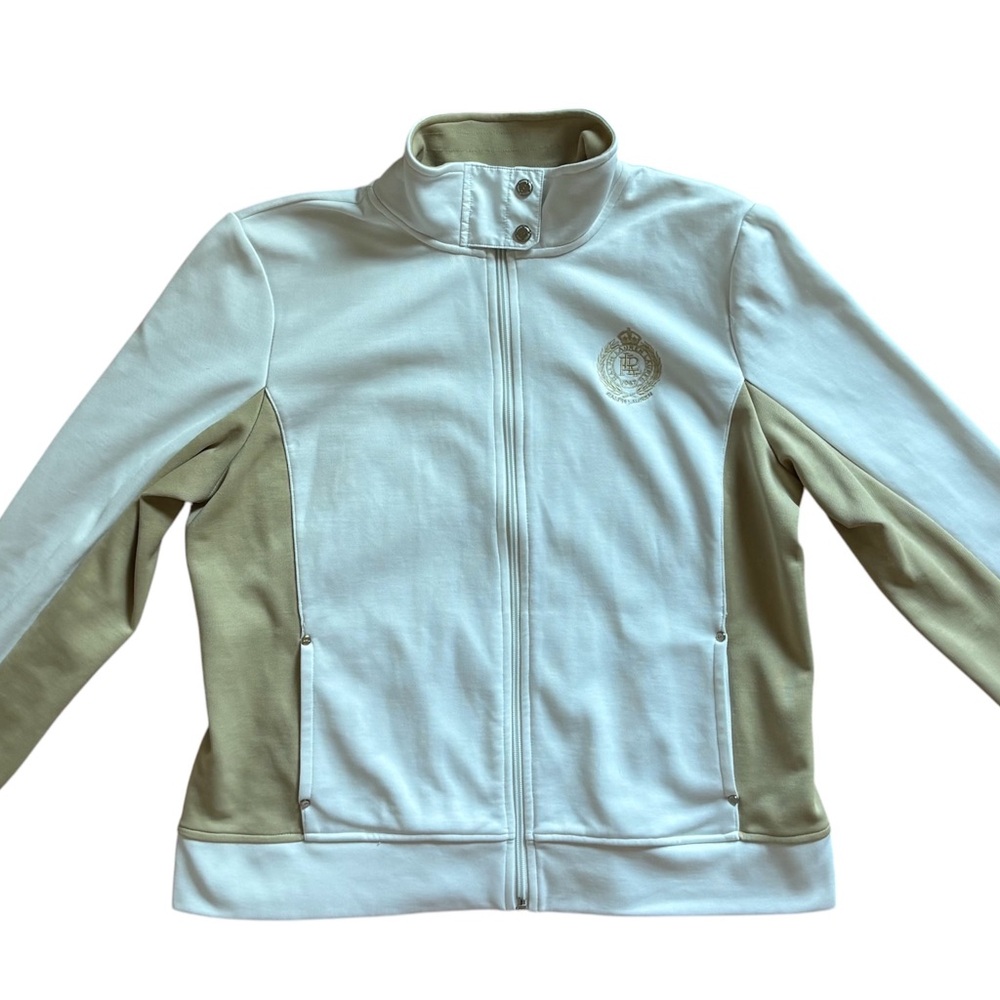 Vintage 90s Crest Ralph Lauren white beige active wear jacket